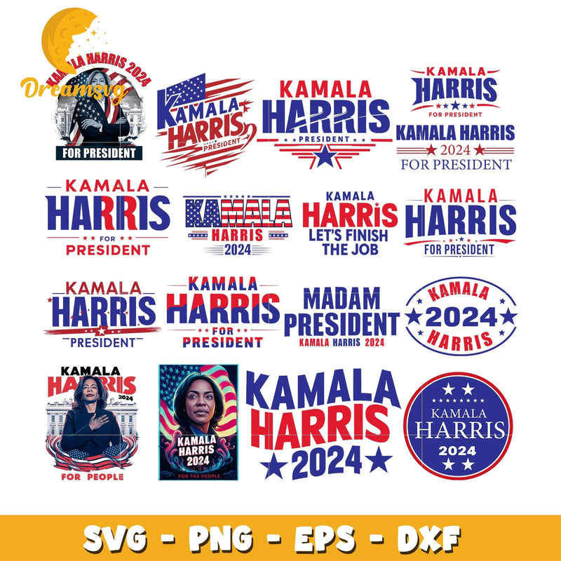 Kamala harris 2024 america bundle svg, Kamala harris logo svg