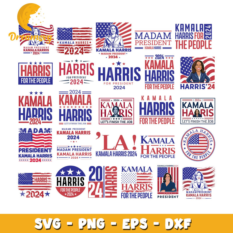 Kamala harris 2024 logo bundle svg, harris for president logo svg