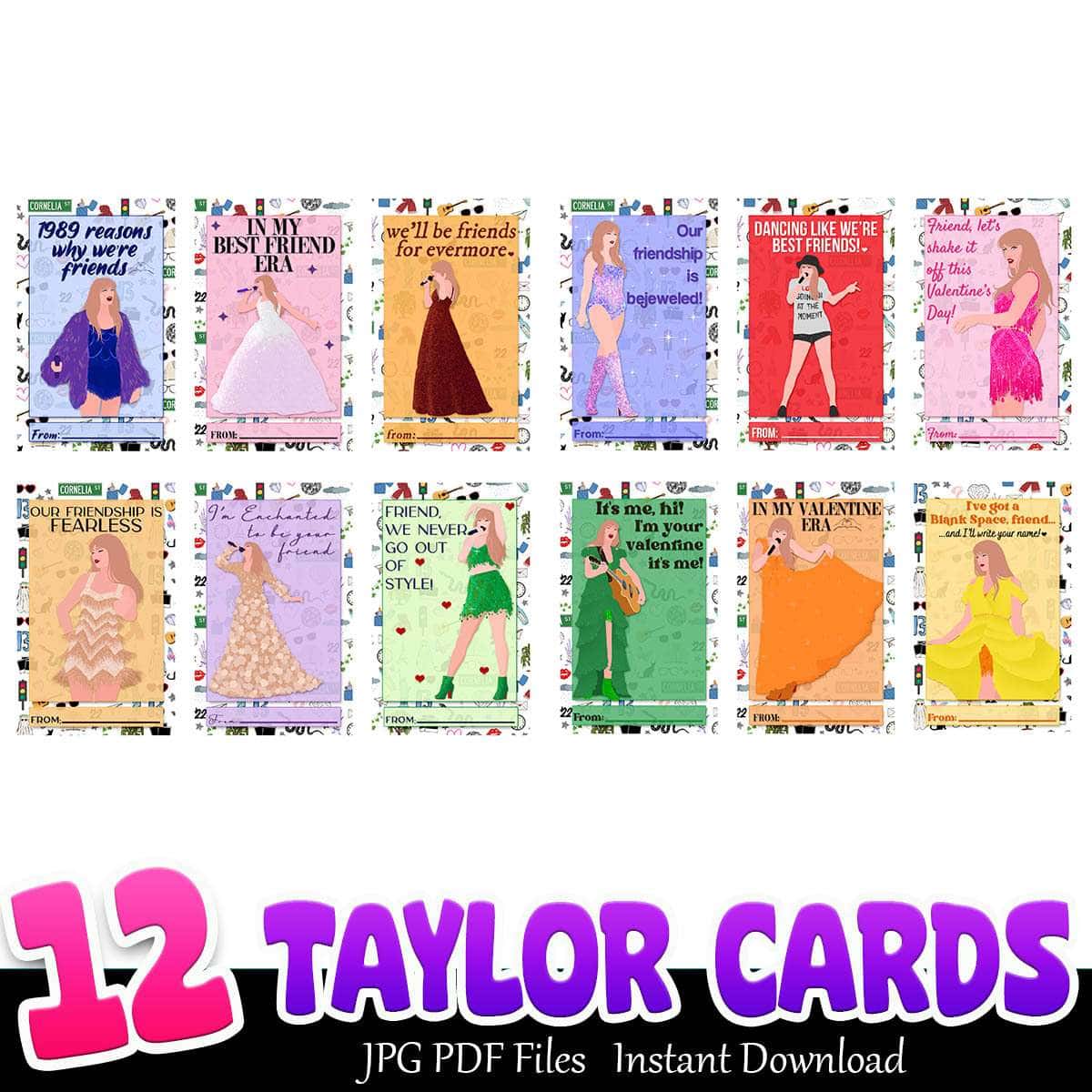Taylor Cards Bundle Jpg Pdf 12+ Taylor Version Jpg Instant Download