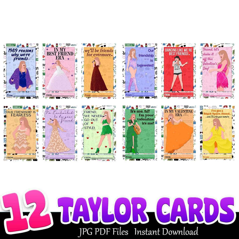 Taylor Cards Bundle Jpg Pdf 12+ Taylor Version Jpg Instant Download