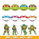Ninja Turtles Clipart Bundle, Alphabet SVG, Teenage Mutant Ninja Turtles SVG Cut Files for Cricut / Silhouette, PNG DXF