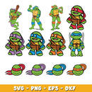 Ninja Turtles Clipart Bundle, Alphabet SVG, Teenage Mutant Ninja Turtles SVG Cut Files for Cricut / Silhouette, PNG DXF