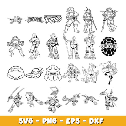 Ninja Turtles Clipart Bundle, Alphabet SVG, Teenage Mutant Ninja Turtles SVG Cut Files for Cricut / Silhouette, PNG DXF