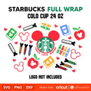 Teach Love Inspire Mickey Full Wrap Svg, Starbucks Svg, Coffee Ring Svg, Cold Cup Svg, Cricut, Silhouette Vector Cut File