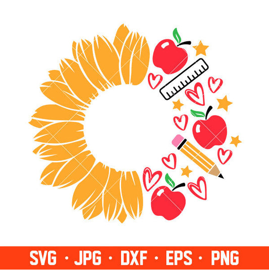 Teacher Sunflower Svg, Starbucks Svg, Coffee Ring Svg, Cold Cup Svg, Cricut, Silhouette Vector Cut File