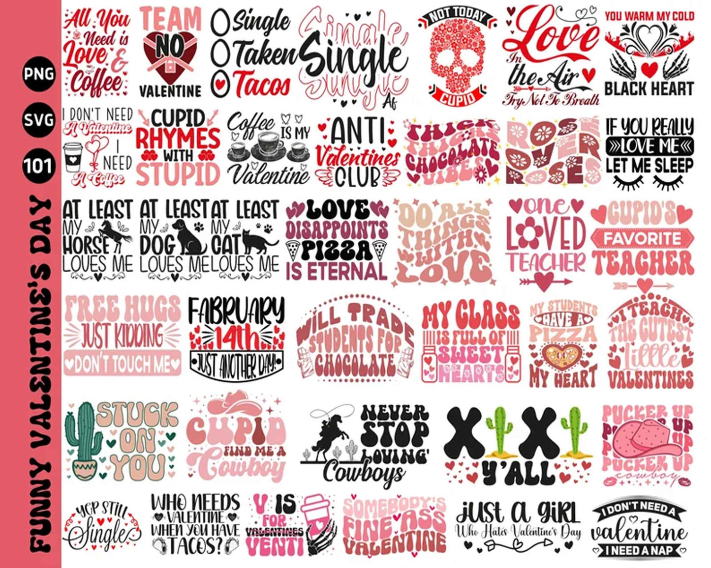 100+ Valentines Day Svg Png Bundle, Valentine Nurse Svg, Valentine Mom Svg, Teacher Valentine Svg, Funny Anti Valentine Cricut Sublimation Design