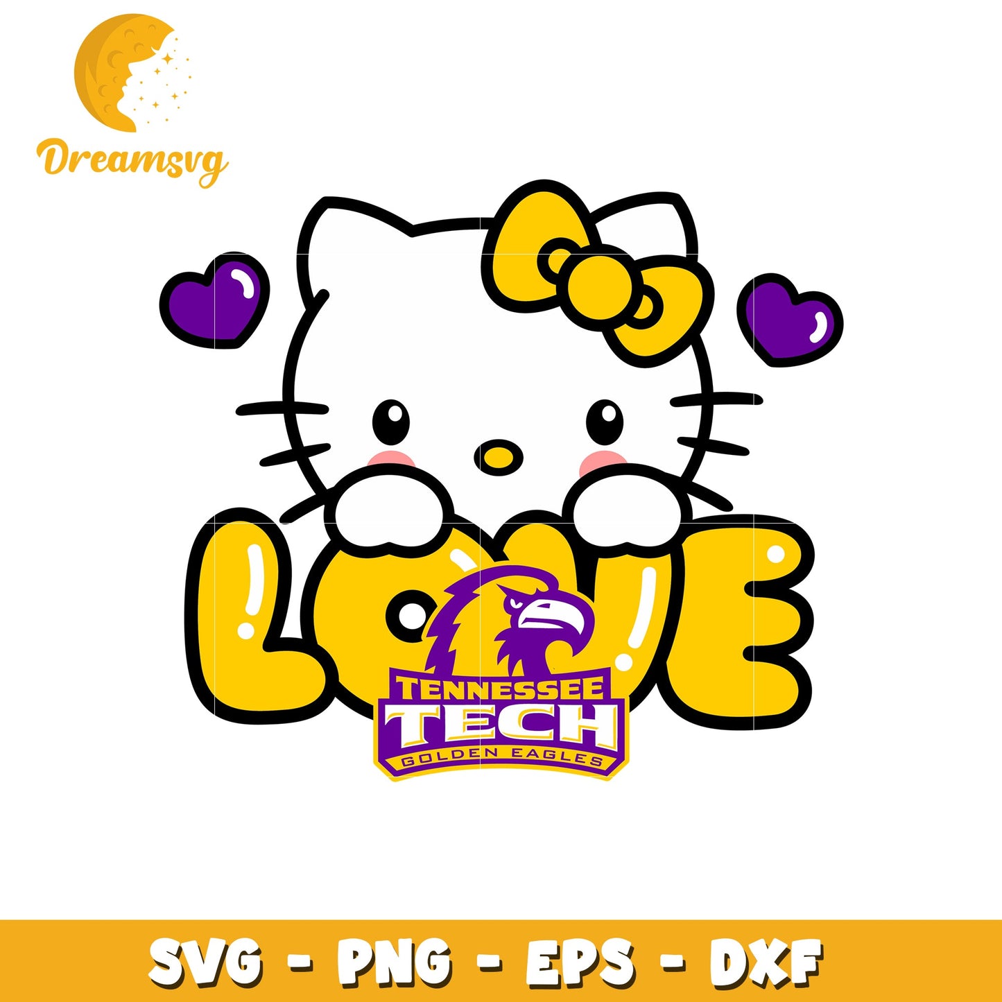 Tennessee Tech Hello Kitty SVG Love