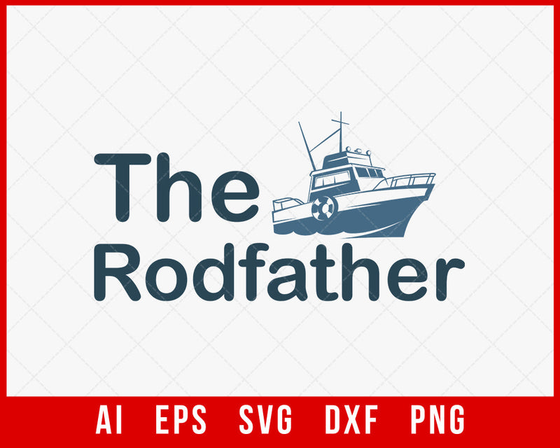 The Rodfather Funny Fishing T-shirt Design Digital Download File