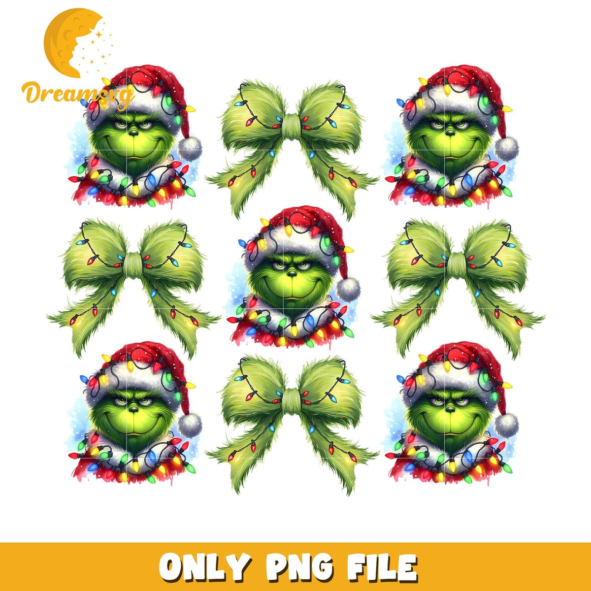 The grinch and hristmas Coquette Bow Green png, grinch christmas lights png