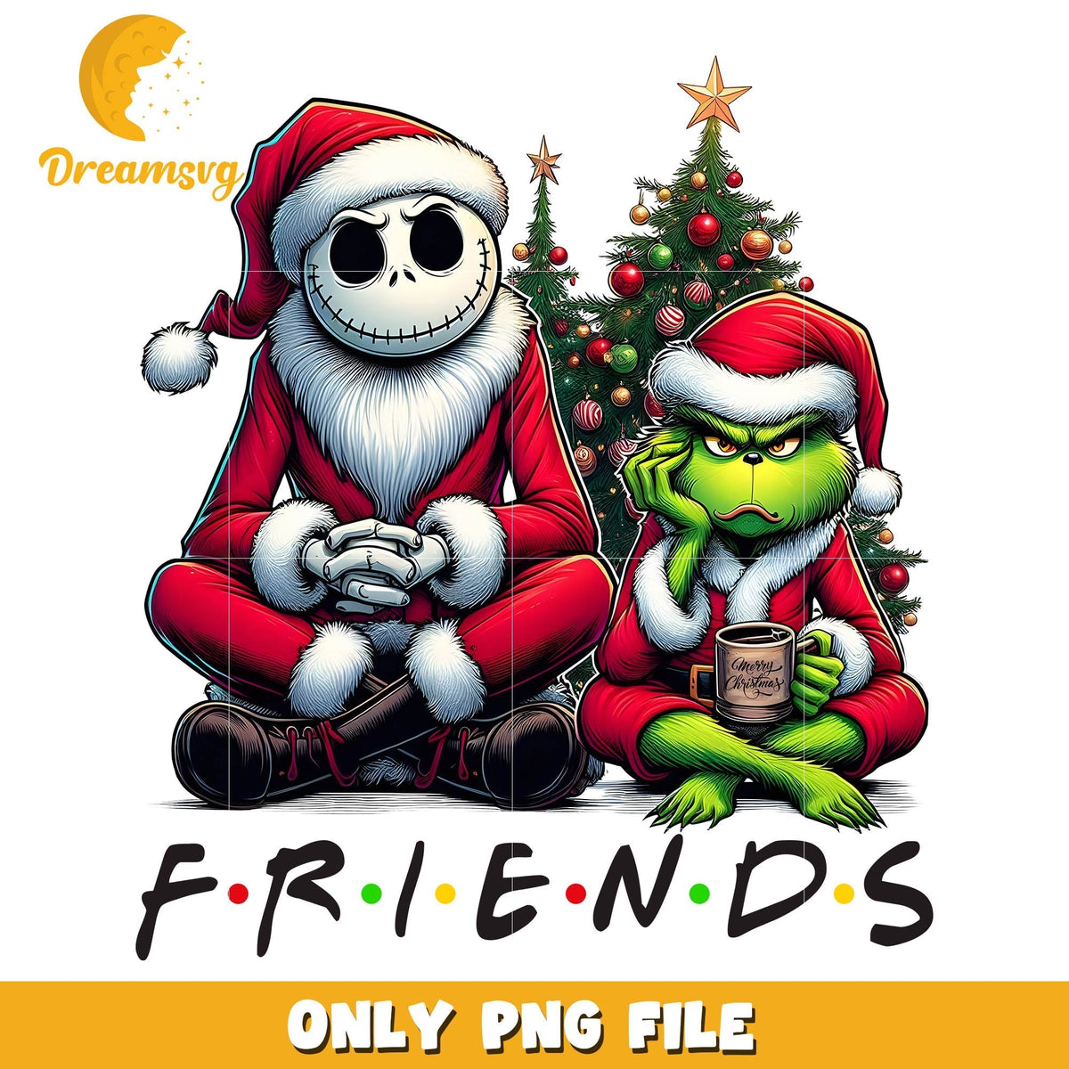 The grinch and skellington christmas png, friends christmas png