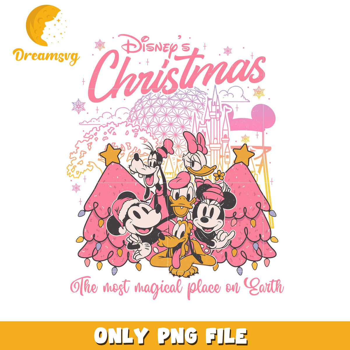 The most magical place on earth png, merry disney png, holiday magic png
