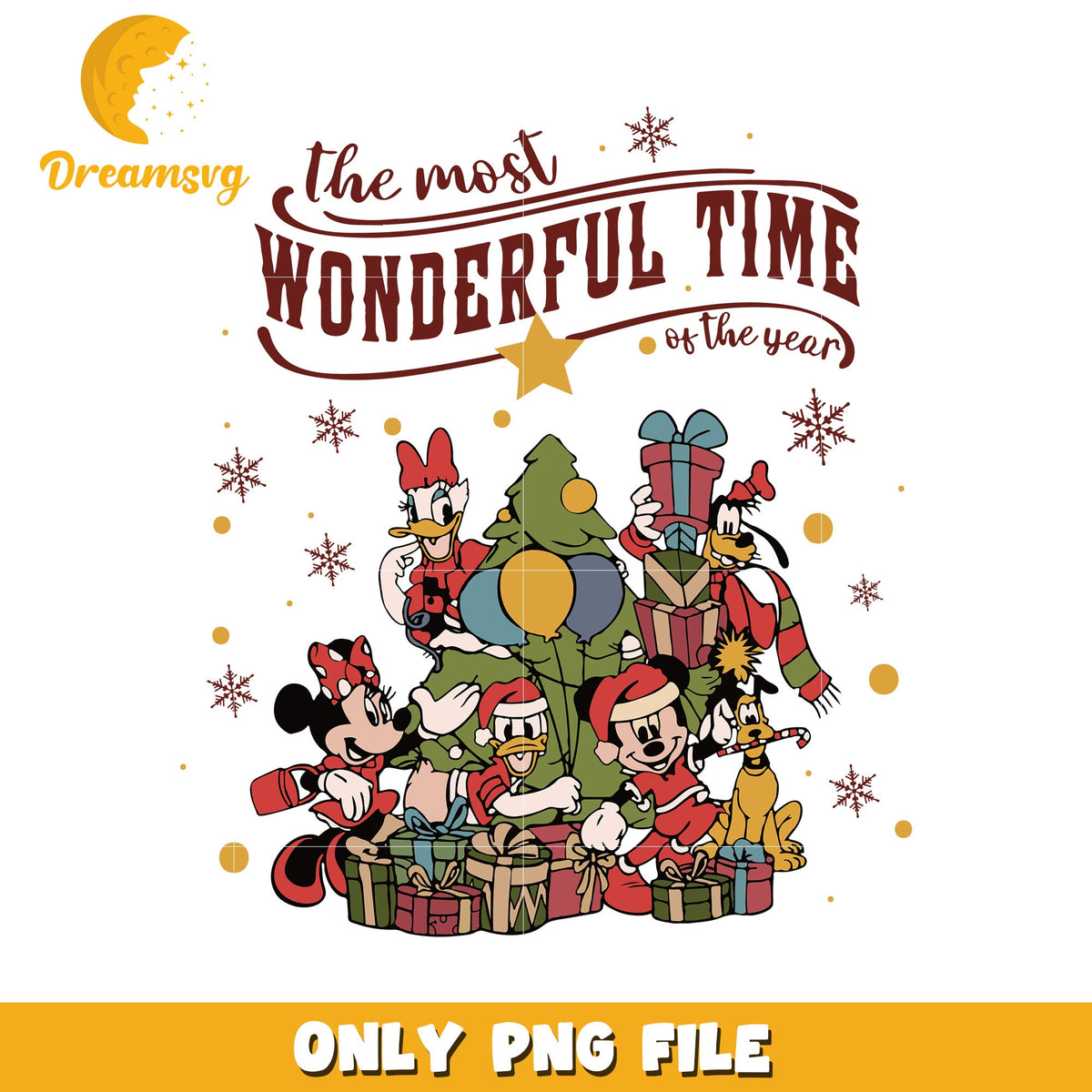 The most wonderful time png, mickey mouse png, christmas png