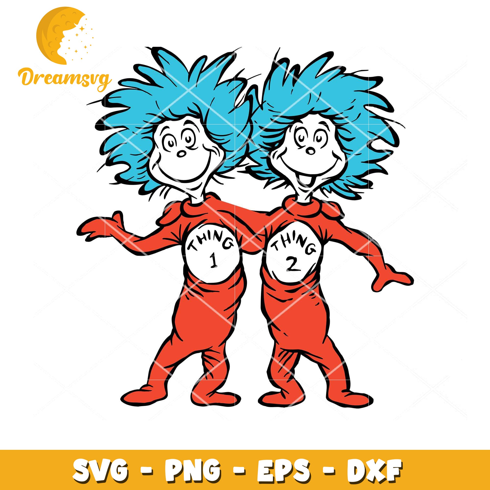 Thing Thing Character Thing 1 and Thing 2 Cartoon Characters SVG Instant Download File