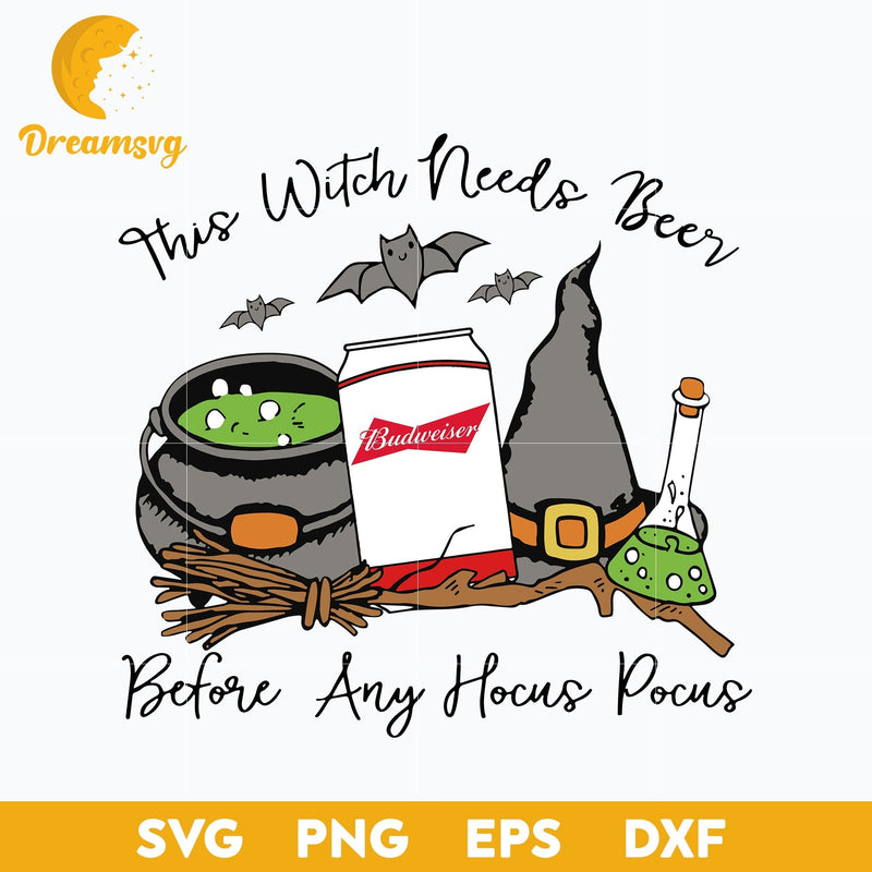 This Witch Needs Beer Budweiser svg, Halloween svg, png, dxf, eps digital file.