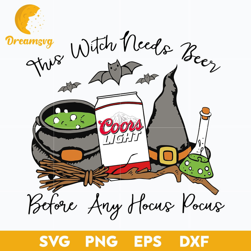 This Witch Needs Beer Coors Light svg, Halloween svg, png, dxf, eps digital file.