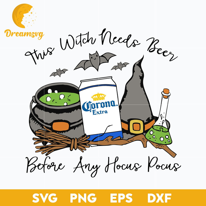 This Witch Needs Beer Corona Extra svg, Halloween svg, png, dxf, eps digital file.