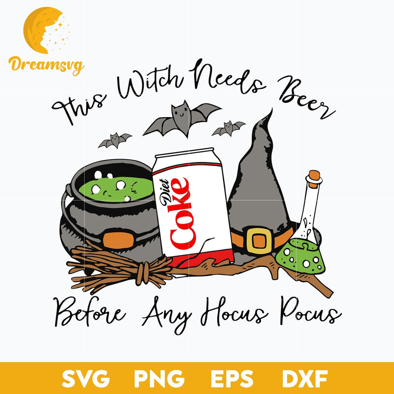 This Witch Needs Beer Diet Coke svg, Halloween svg, png, dxf, eps digital file.