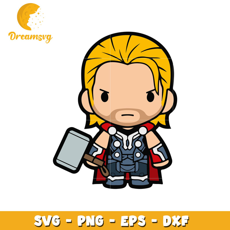 Thor PNG, Cute chibi superhero design for print