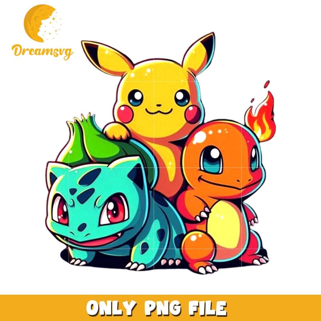 Three main pokemon png, pokemon design png, pokemon movies png