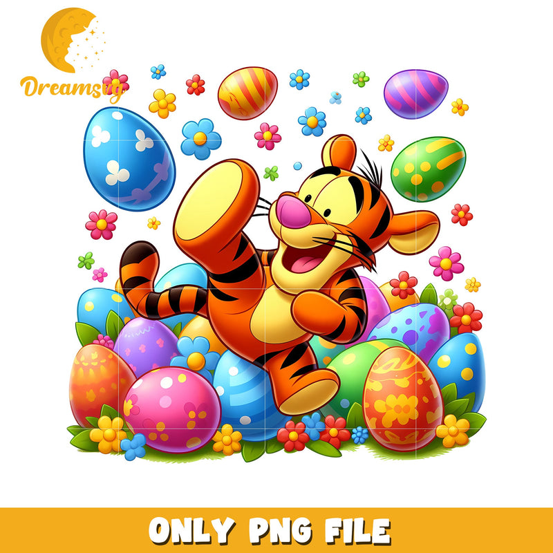 Tiger character easter eggs png, easter eggs png, disney png