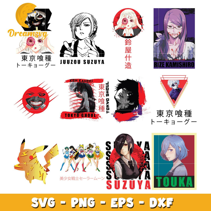 Tokyo ghoul characters bundle svg, tokyo ghoul kagune svg