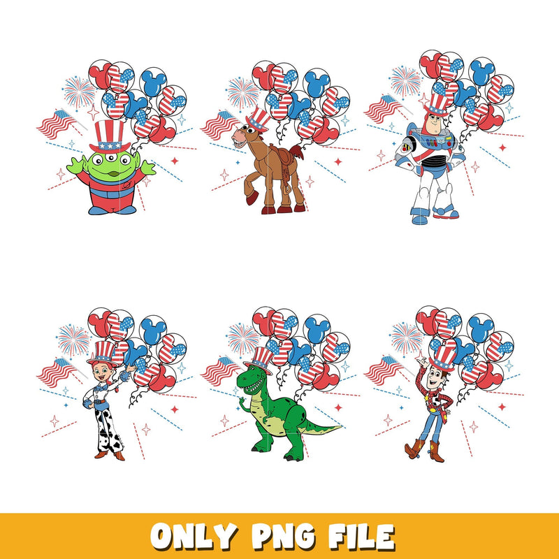 Toy Story 4th of july bundle png, Toy Story png, Disney cartoon png, Digital download