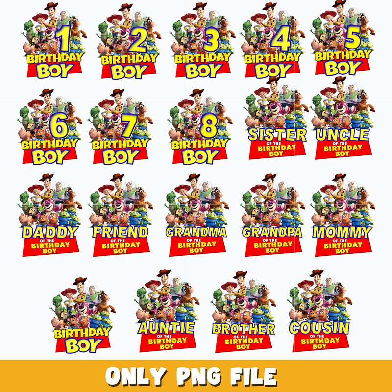 Toy Story Birthday Boy bundle png, Toy Story png, Disney cartoon png, Digital download