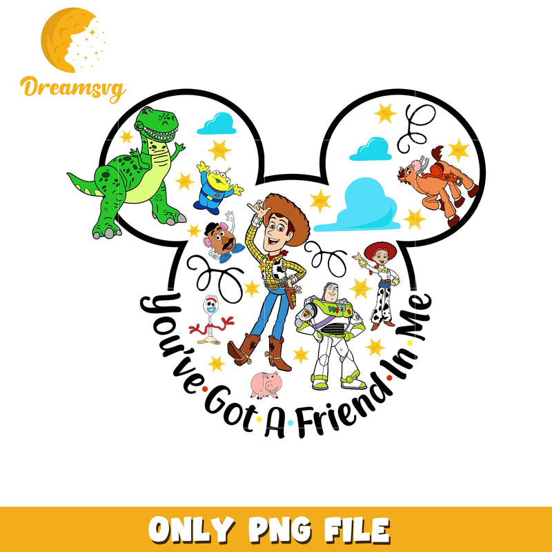 Toy Story Mickey Mouse PNG Design with Friends Theme