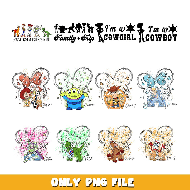 Mickey Mouse Toy Story bundle png, Toy Story png, Disney cartoon png, Digital download