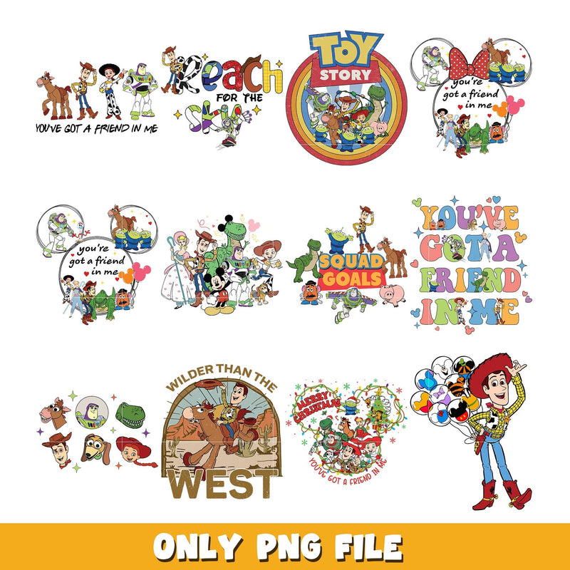 Toy Story Cartoon Character bundle png, Toy Story png, Disney cartoon png, Digital download