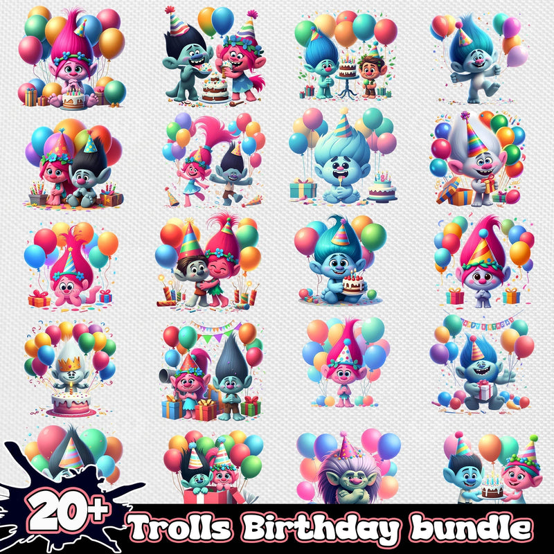 Trolls png bundle, cartoon 2024 bundle png