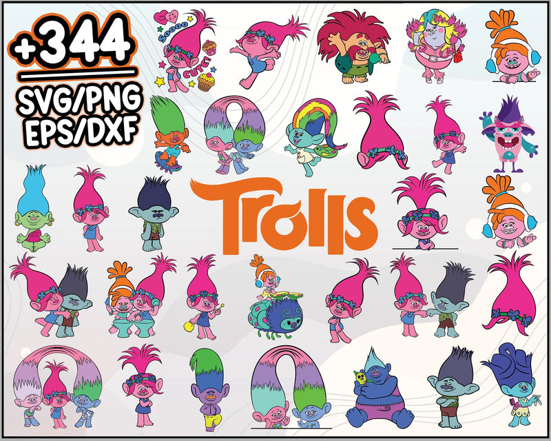 344+ Troll svg Bundle,Trolls Friends Svg, Squadgoals Svg, Trolls Squadgoals, Troll Squad Svg, Trending Svg, Troll Svg, Poppy Svg, Cartoon svg, png, dxf, eps digital file