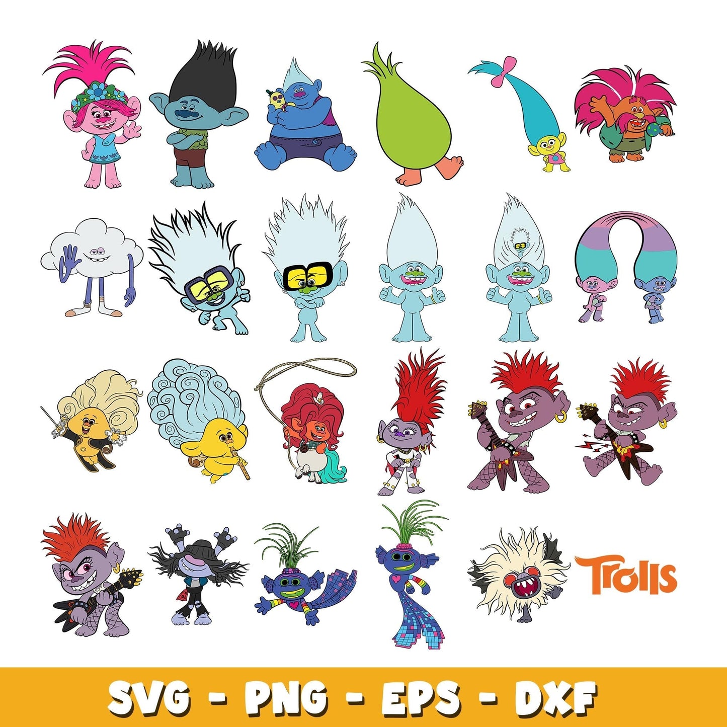 Trolls poster svg, Trolls 5-Minute Stories bundle svg, cartoon svg