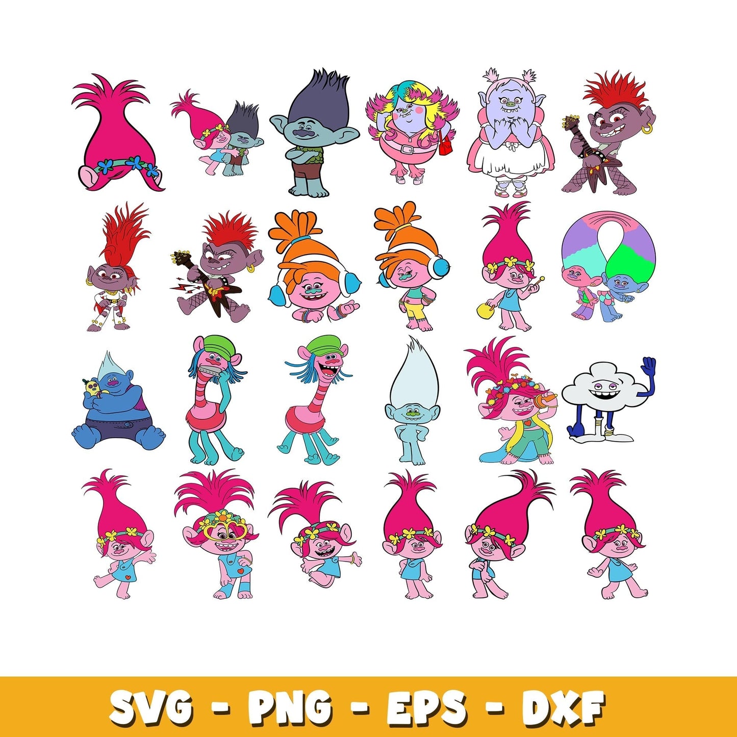 Trolls characters svg, Trolls 5-Minute Stories bundle svg, cartoon svg