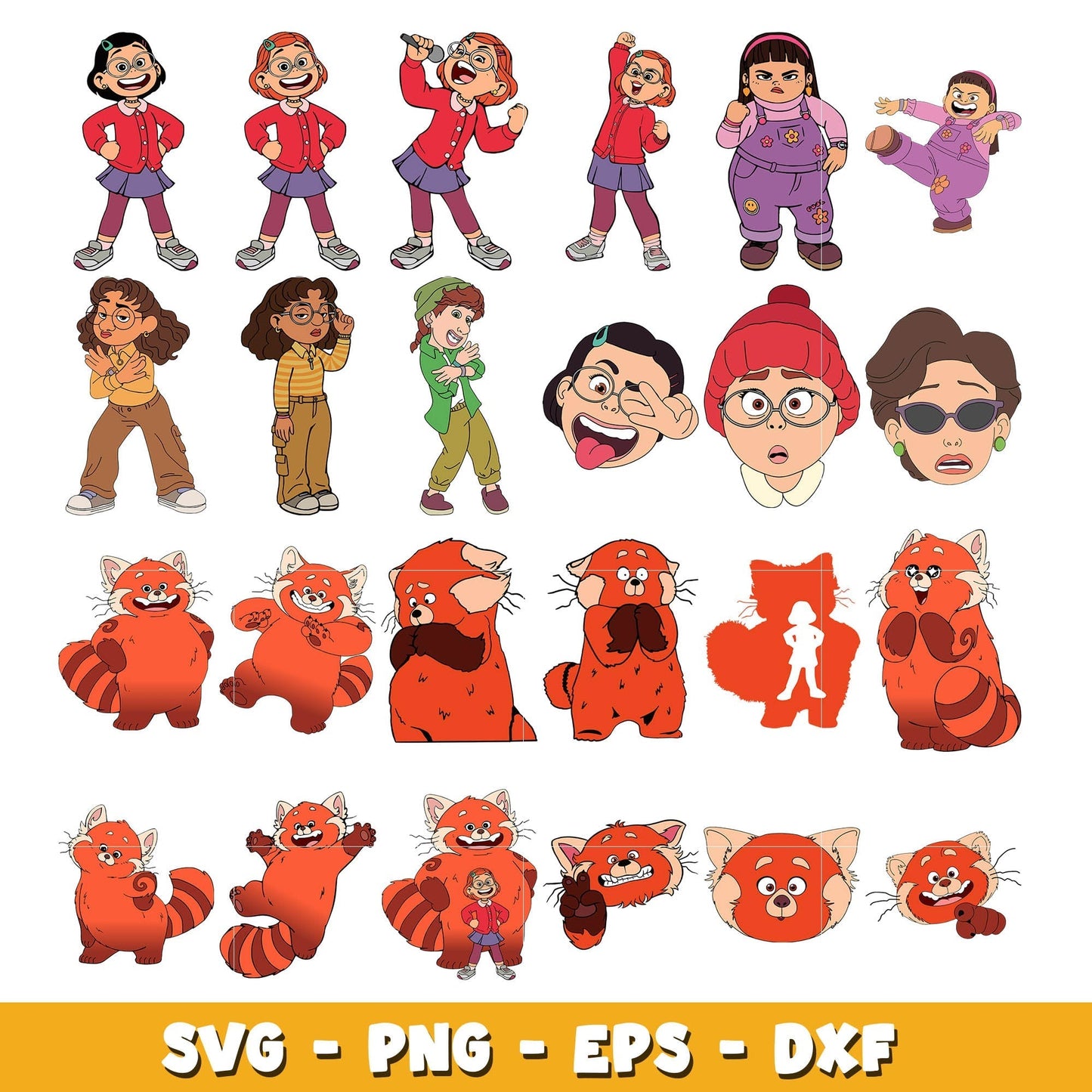 Turning red and friends bundle svg,  Disney cartoon svg, Digital download
