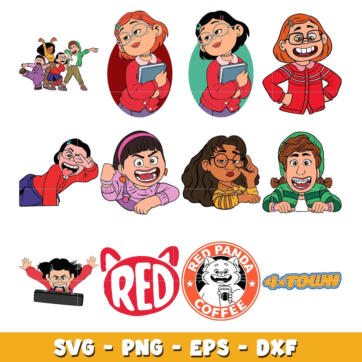 Disney Turning red characters and symbol bundle svg, Disney svg, Digital download