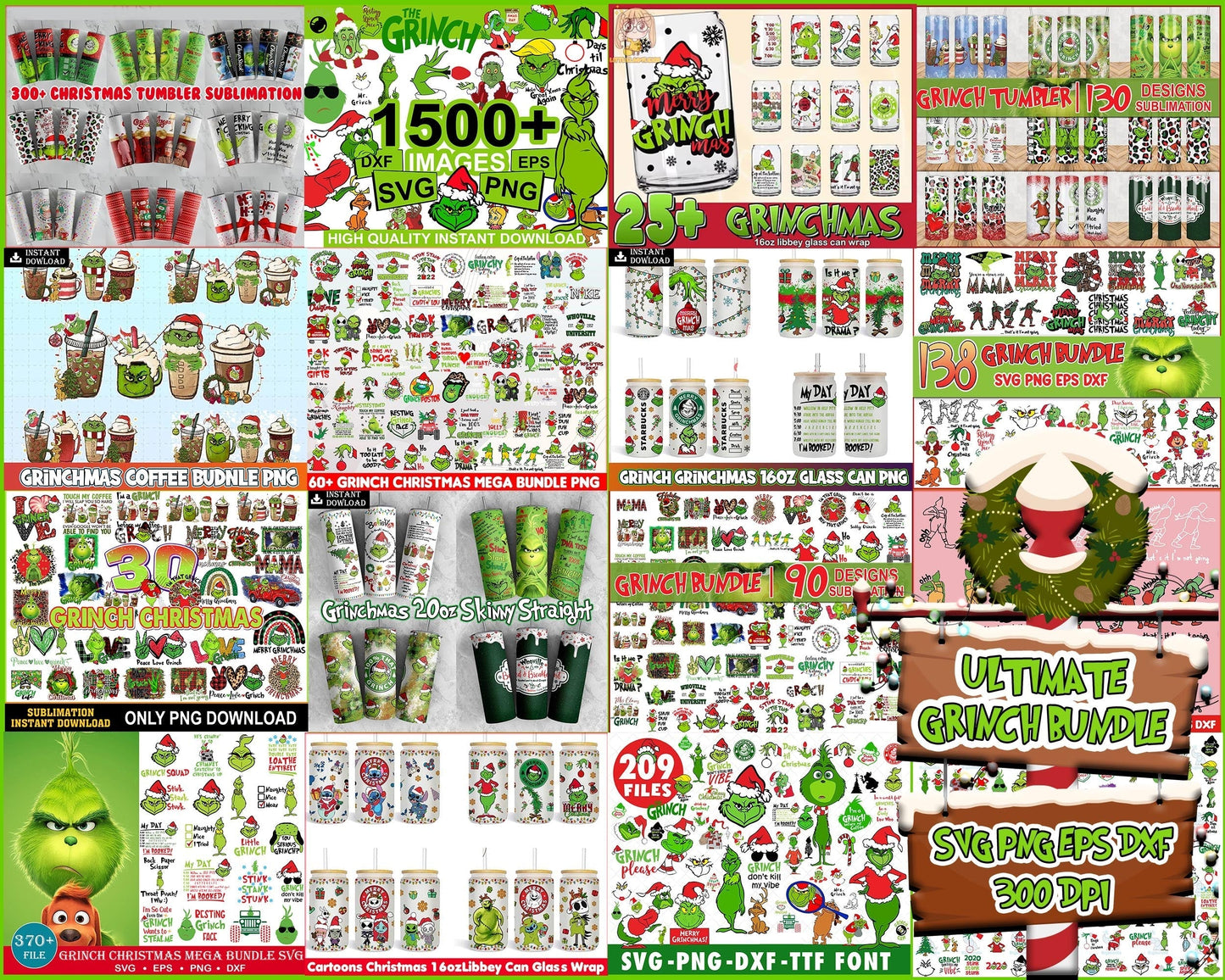 Version 3.0 - Ultimate Grinch Bundle SVG, Combo Grinch SVG, Grinch Cutting Image, Christmas Grinch svg png eps dxf jpg