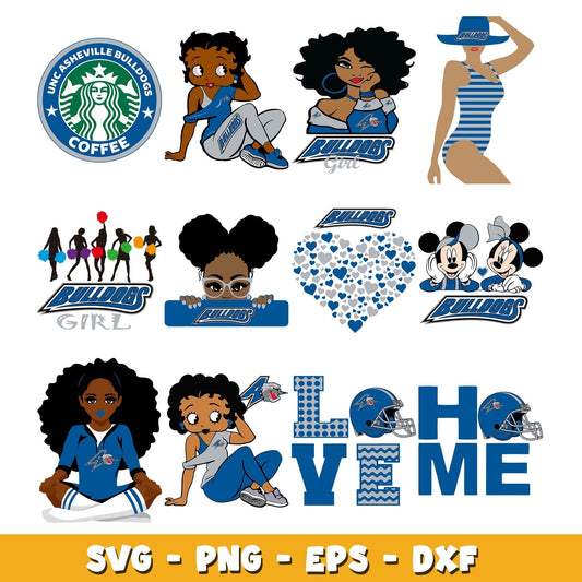 Asheville Bulldogs girl Bundle svg, Asheville Bulldogs logo svg, ncaa svg