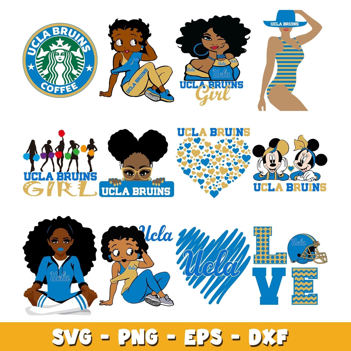 UCLA Bruins girl Bundle svg, UCLA Bruins logo svg, ncaa svg