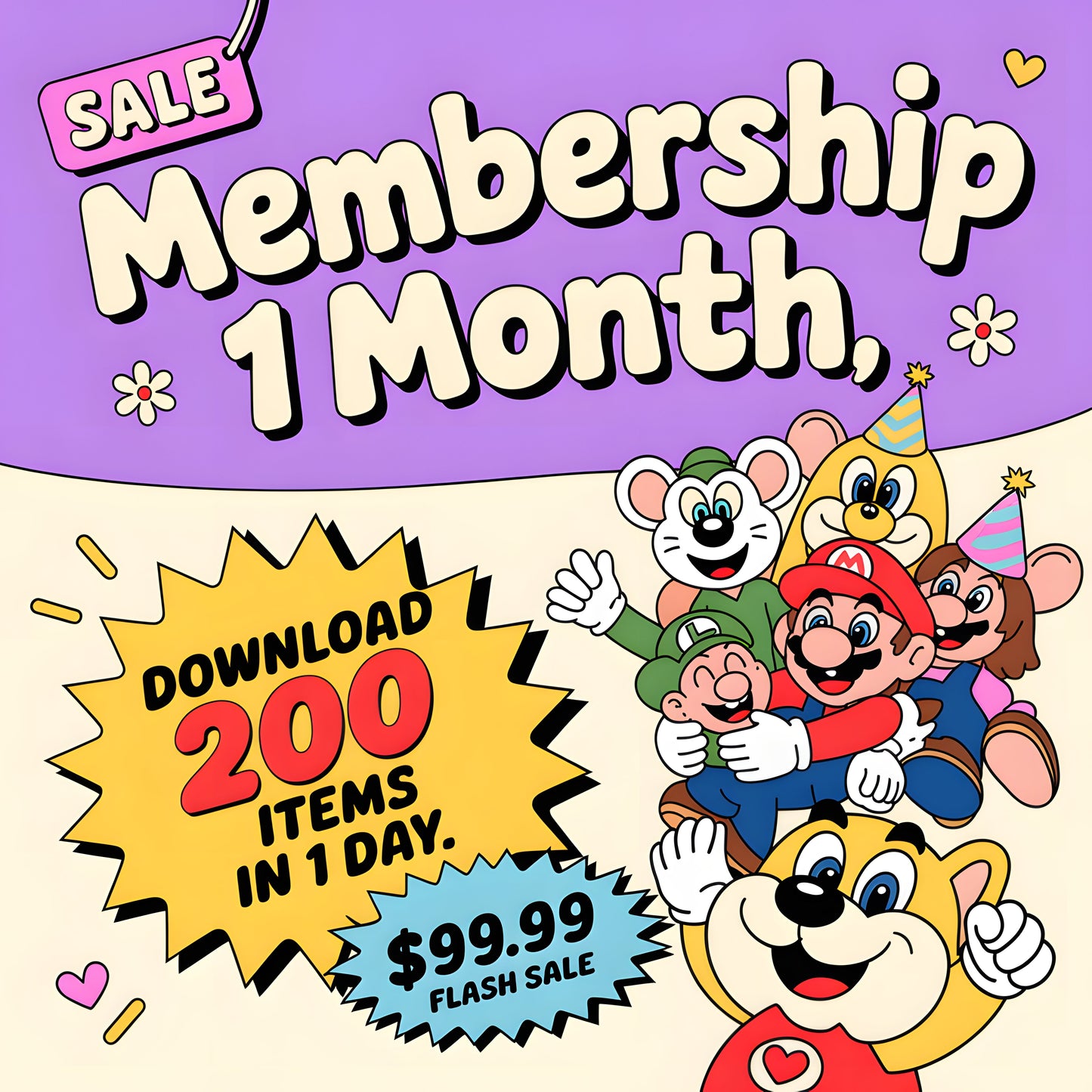 Unlimited downloads, 1-Month Membership