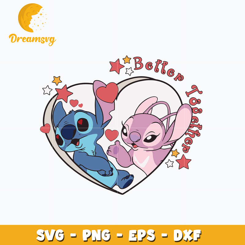 Stitch couple better together valentine svg