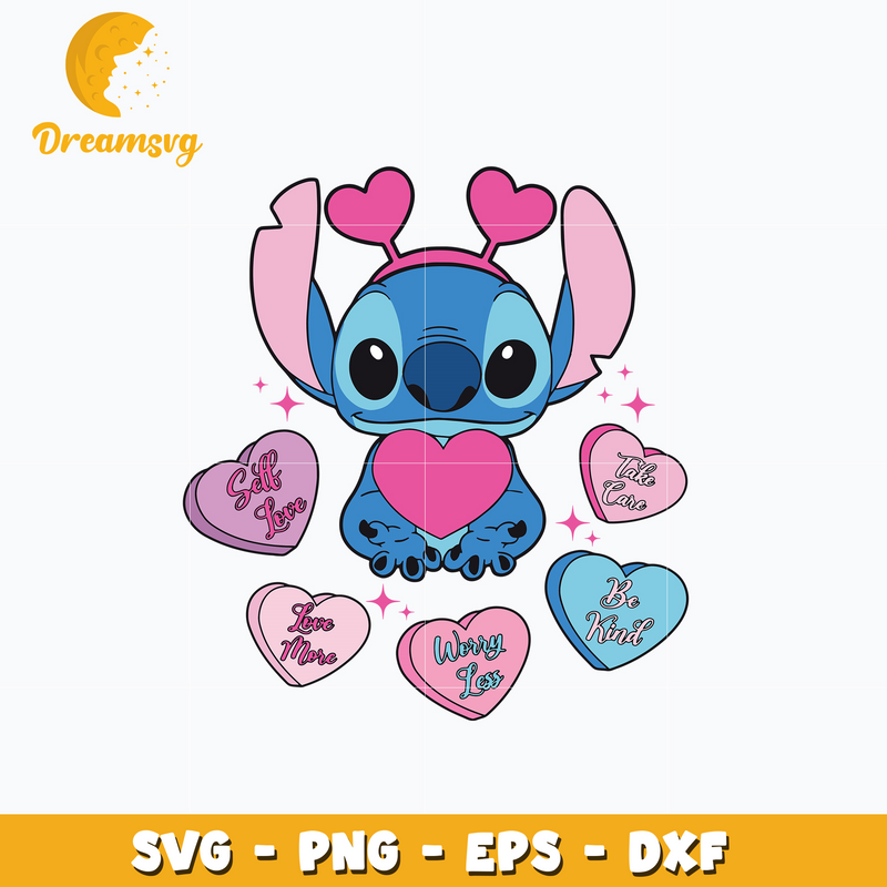 Stitch love valentine svg