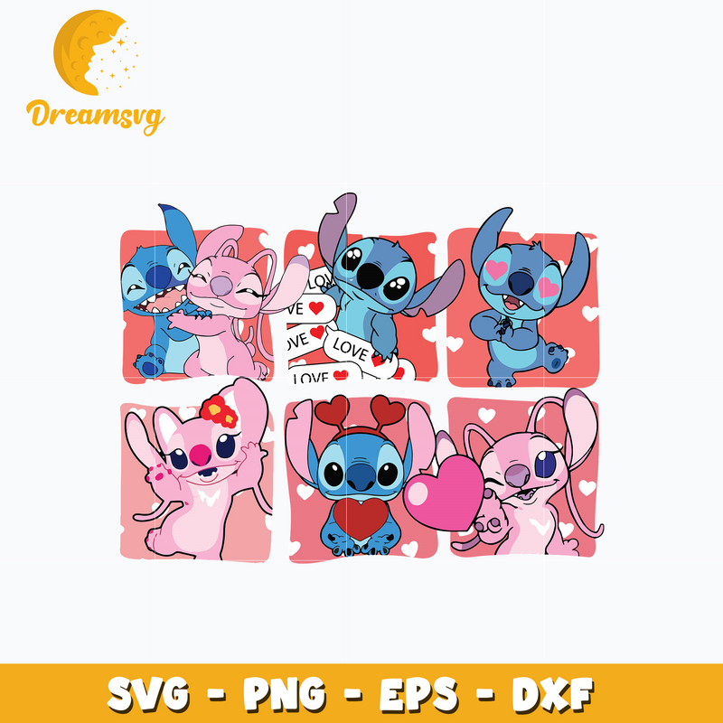 Stitch couple love valentine svg