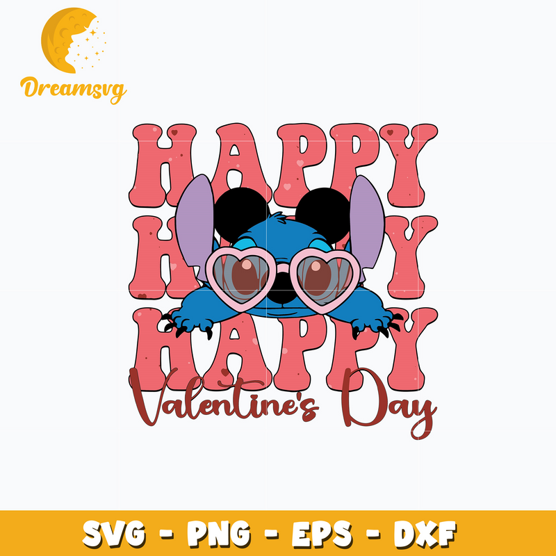 Stitch happy valentine day svg