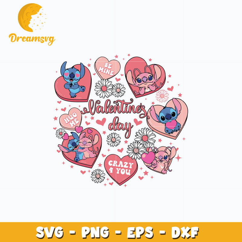 Stitch couple love valentine day svg