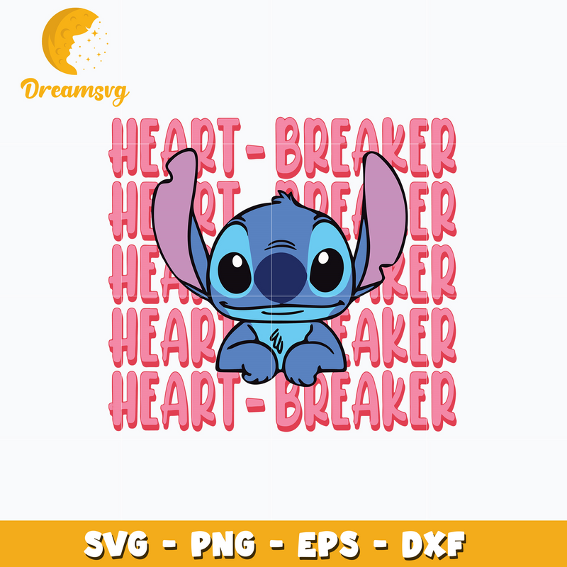 Stitch heart breaker valentine svg