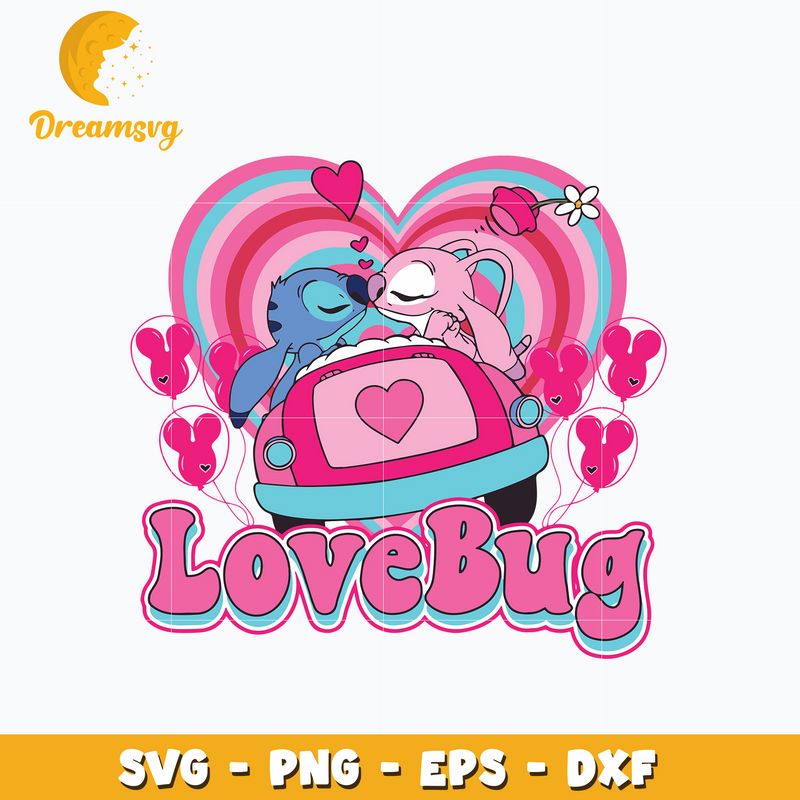 Stitch couple lovebug valentine svg