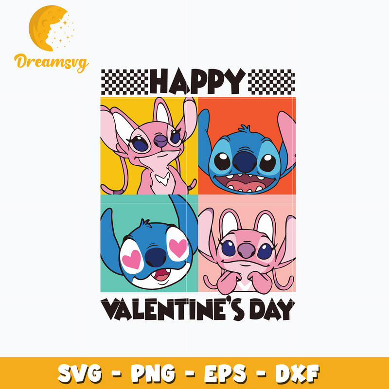 Stitch couple happy valentine day svg