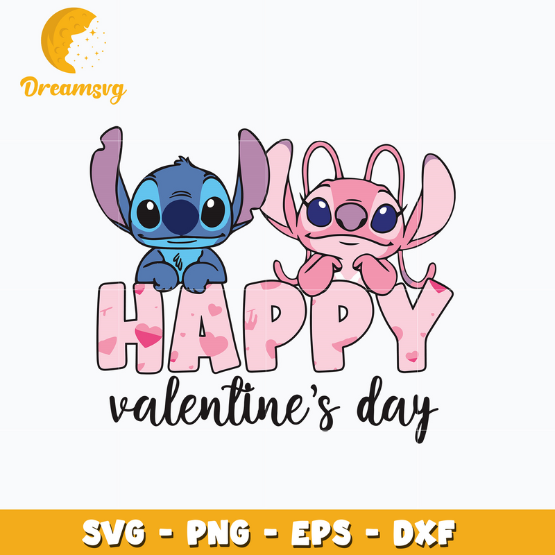 Stitch couple happy valentine svg