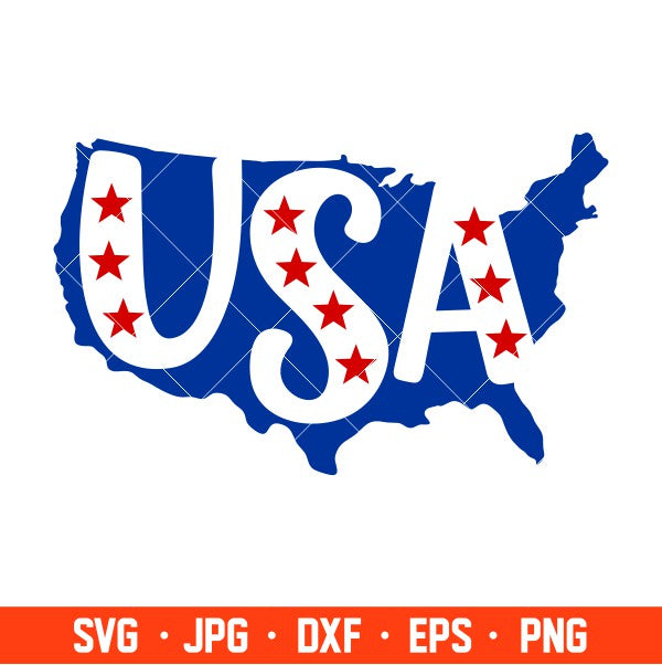 Usa Map Svg, 4th of July Svg, Patriotic Svg, Independence Day Svg, USA Svg, Cricut, Silhouette Vector Cut File